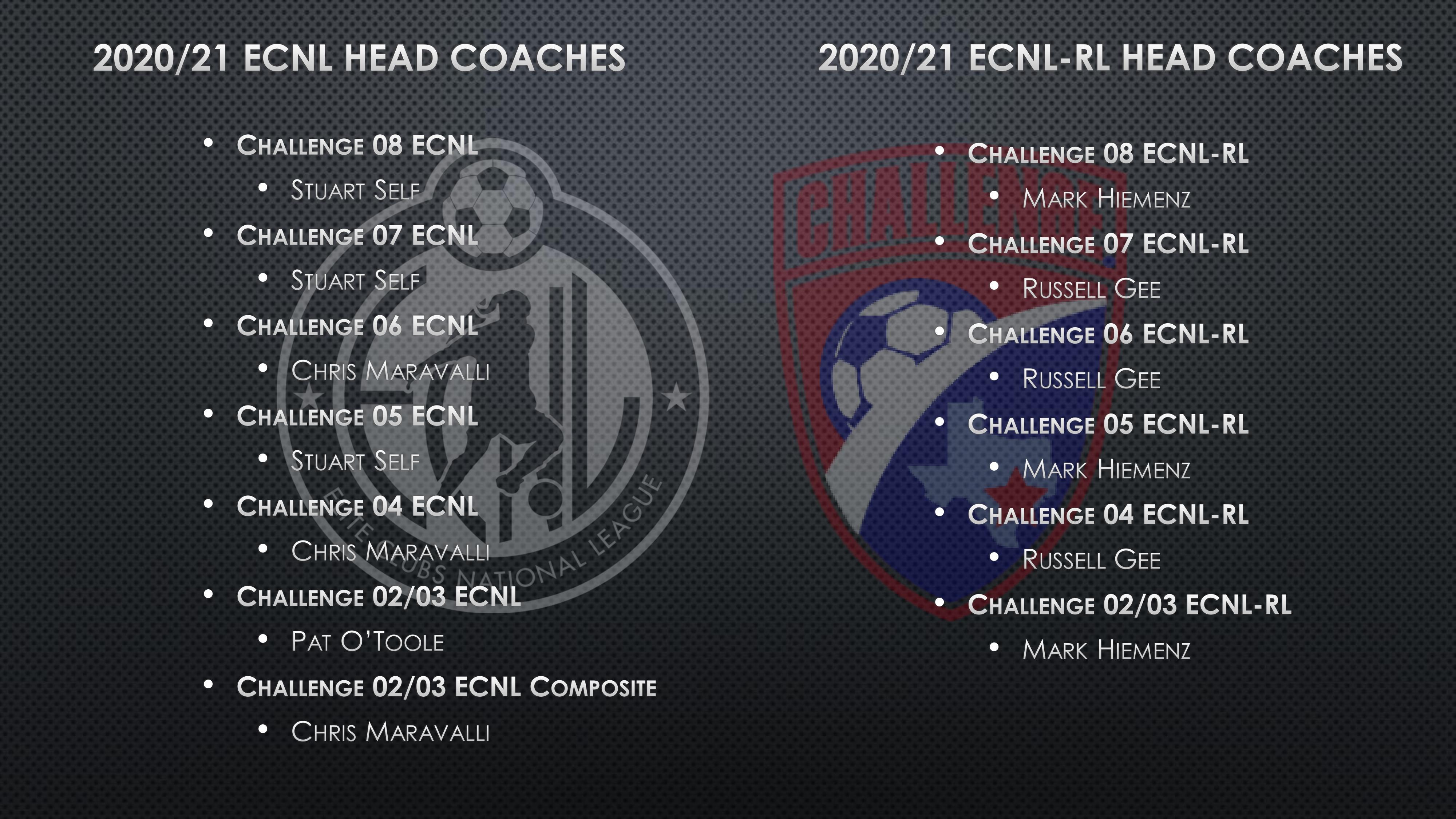 Challenge Announces ECNL and ECNLRL 2020/21 Coaching Lineups